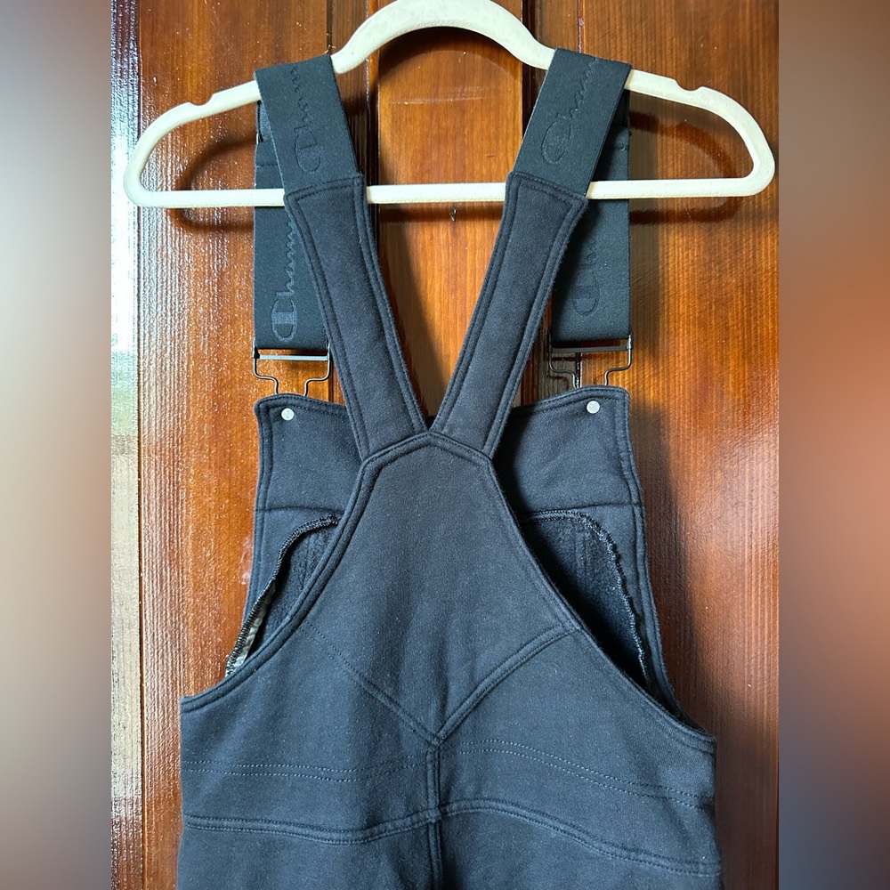 Champion Super Fleece Overalls Mens Sz XS Black Spellout Sweatpants Jogger 30x28 - Picture 8 of 11